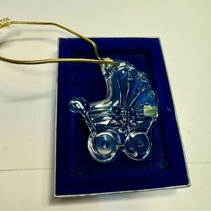 Mikasa Crystal Baby Carriage Ornament Christmas Joyous Collection Germany.